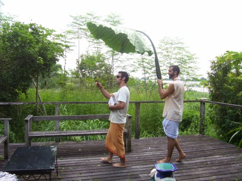 Gautie assisting Doug with designat Green Cricle Farm in Singapore