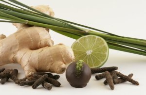 Ginger on the left, medicinal and culinary herb