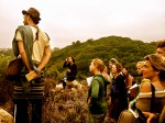 Students listening on during a field trip to Terra Mae