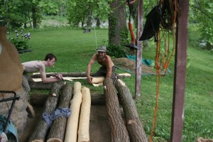 log peeling for the stage posts